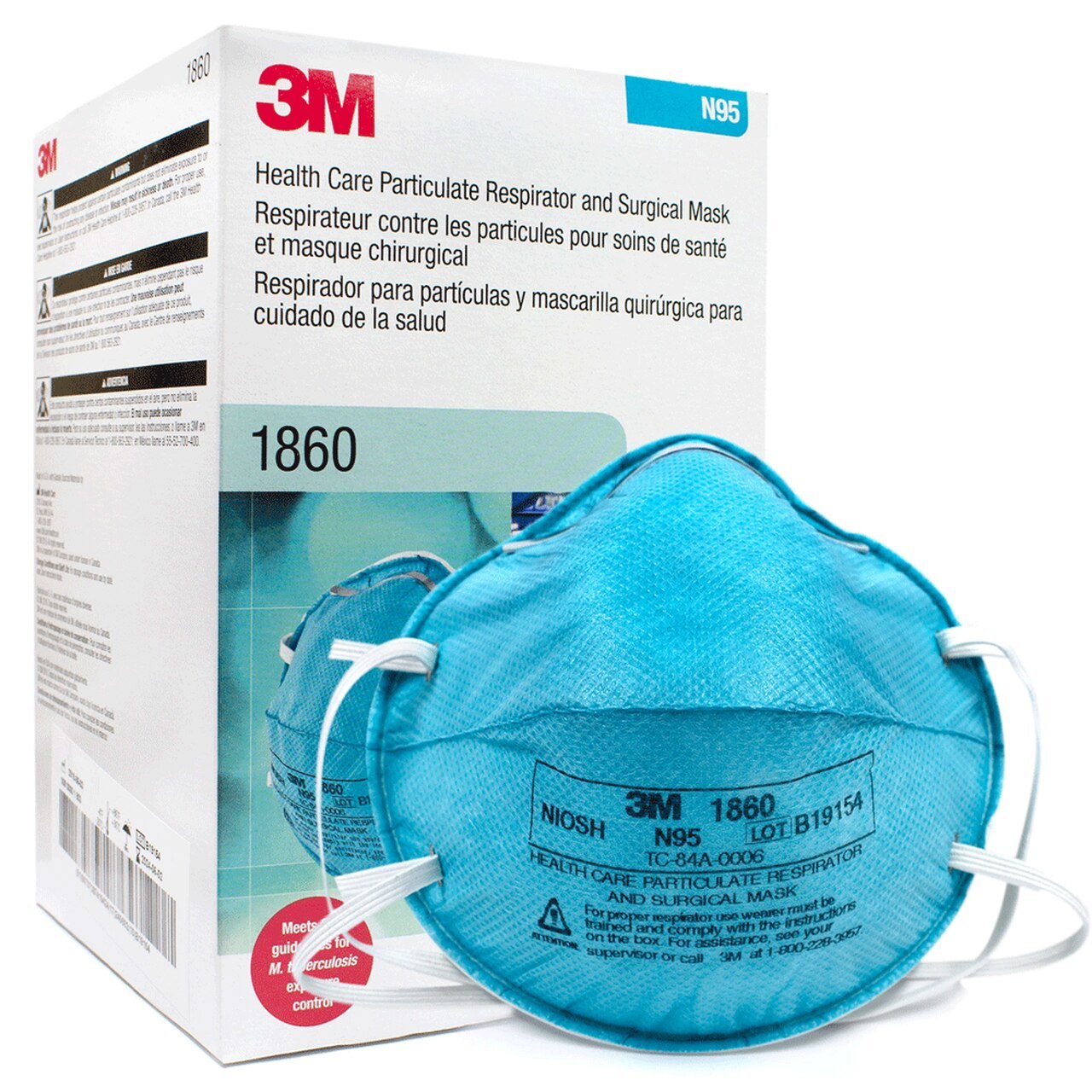3M™ 1860 Particulate Healthcare Respirator, box of 20