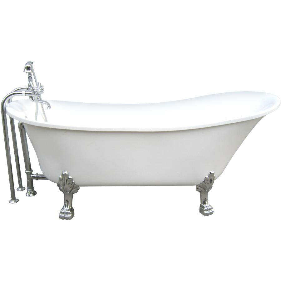 A&E 69" White Clawfoot Tub with Chrome Accessories