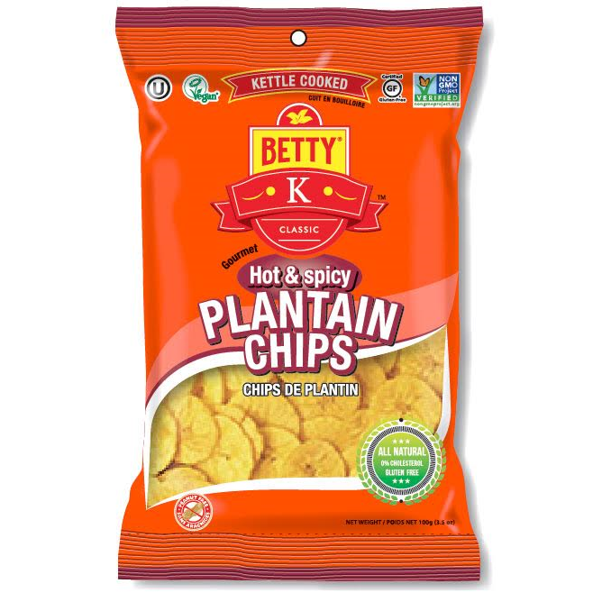 Betty K Foods - Plantain Chips, Hot & Spicy (pack of 25)