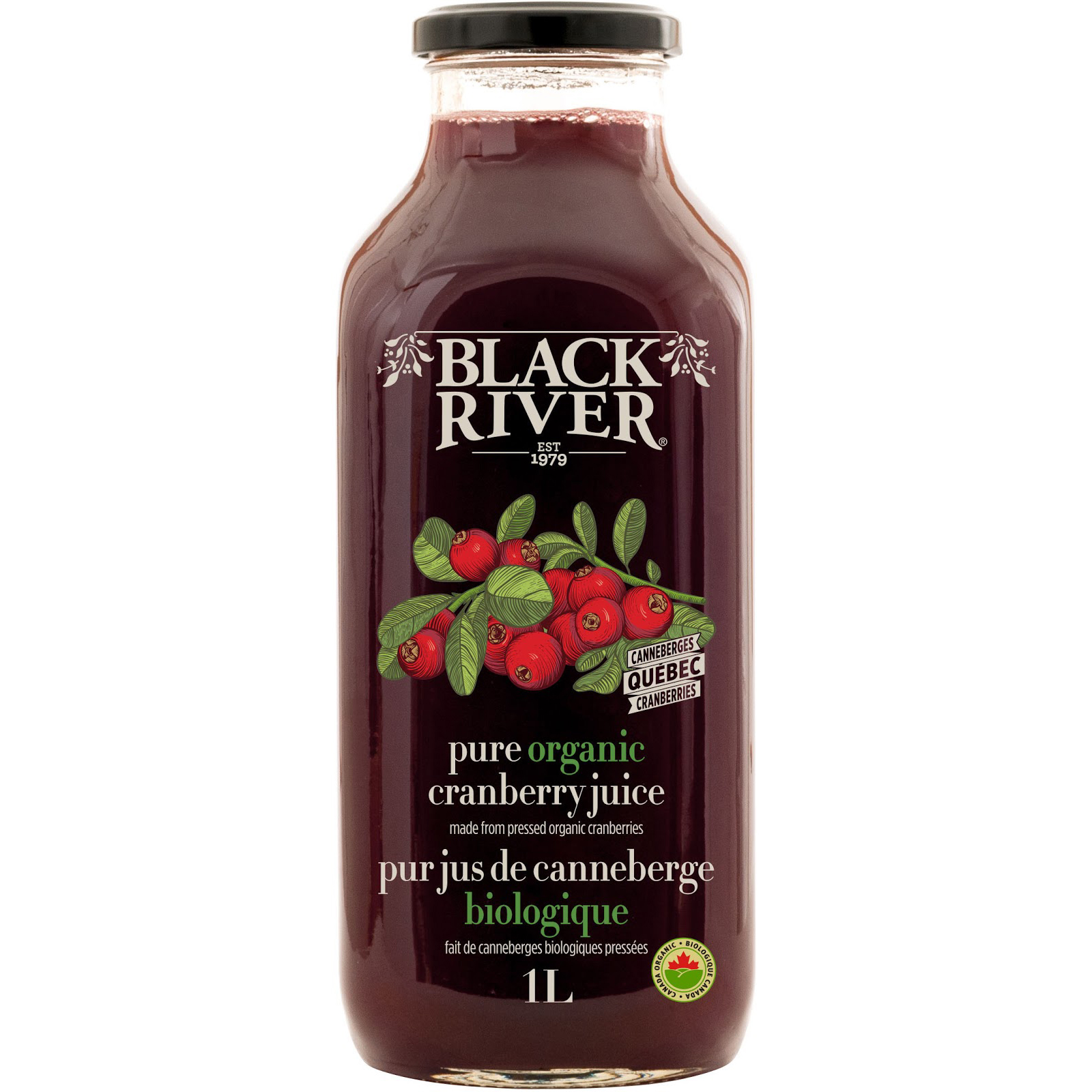 Black River Pure Organic Cranberry Juice, 12x500ml