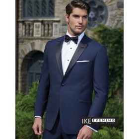 Blake Royal Blue Black lapel Slim Ike Behar